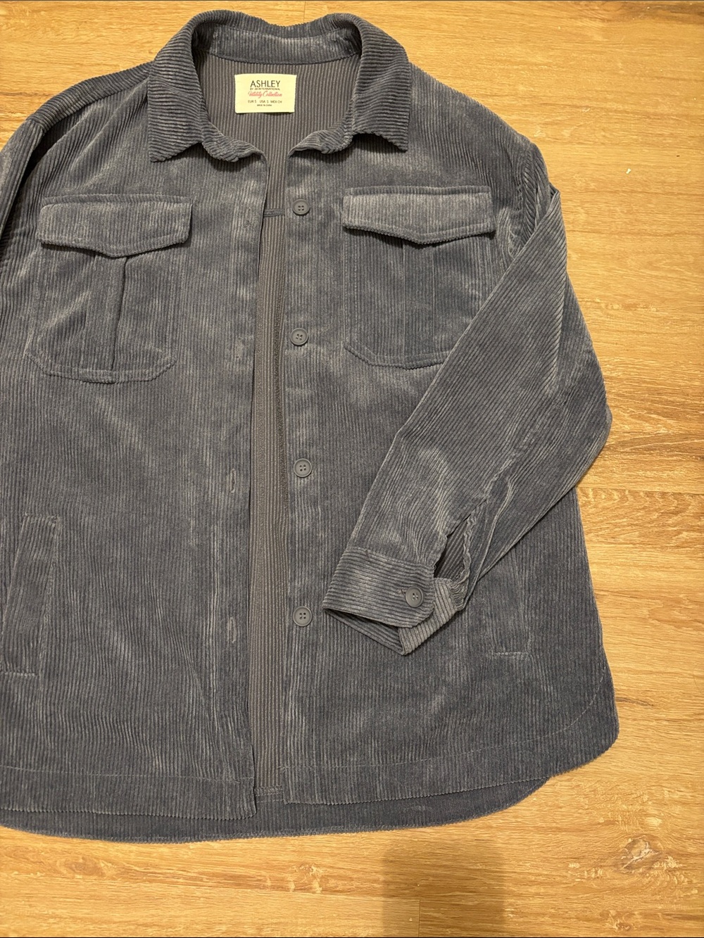 Ashley By 26 International Corduroy Button-Up Jacket - blue gray